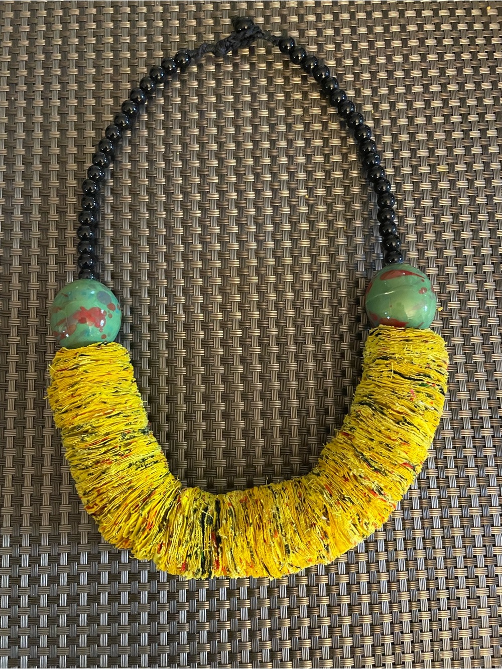 Handmade African Fabric Statement Necklace - Picture 6 of 7